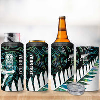 New Zealand Silver Fern Rugby Custom 4 in 1 Can Cooler Tumbler Go All Black Turquoise Maori Paua Shell - Polynesian Pride
