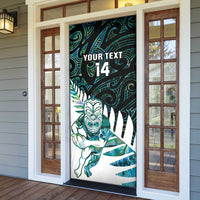 New Zealand Silver Fern Rugby Custom Door Cover Go All Black Turquoise Maori Paua Shell - Polynesian Pride