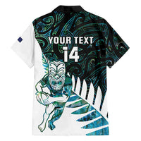 New Zealand Silver Fern Rugby Custom Family Matching Off Shoulder Maxi Dress and Hawaiian Shirt Go All Black Turquoise Maori Paua Shell - Polynesian Pride