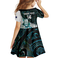New Zealand Silver Fern Rugby Custom Family Matching Short Sleeve Bodycon Dress and Hawaiian Shirt Go All Black Turquoise Maori Paua Shell - Polynesian Pride