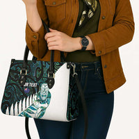 New Zealand Silver Fern Rugby Custom Leather Bag Go All Black Turquoise Maori Paua Shell - Polynesian Pride