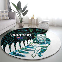 New Zealand Silver Fern Rugby Custom Round Carpet Go All Black Turquoise Maori Paua Shell LT14 - Polynesian Pride