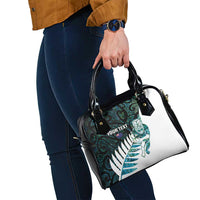 New Zealand Silver Fern Rugby Custom Shoulder Handbag Go All Black Turquoise Maori Paua Shell - Polynesian Pride