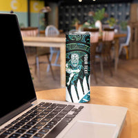 New Zealand Silver Fern Rugby Custom Skinny Tumbler Go All Black Turquoise Maori Paua Shell - Polynesian Pride