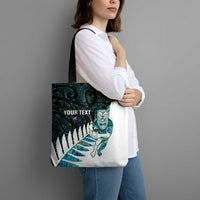 New Zealand Silver Fern Rugby Custom Tote Bag Go All Black Turquoise Maori Paua Shell - Polynesian Pride