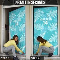 New Zealand Silver Fern Rugby Custom Door Cover Go Aotearoa Champions Turquoise Version - Polynesian Pride