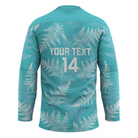 New Zealand Silver Fern Rugby Custom Hockey Jersey Go Aotearoa Champions Turquoise Version - Polynesian Pride