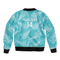 New Zealand Silver Fern Rugby Custom Sleeve Zip Bomber Jacket Go Aotearoa Champions Turquoise Version - Polynesian Pride