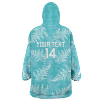 New Zealand Silver Fern Rugby Custom Wearable Blanket Hoodie Go Aotearoa Champions Turquoise Version - Polynesian Pride