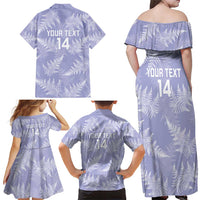 New Zealand Silver Fern Rugby Custom Family Matching Off Shoulder Maxi Dress and Hawaiian Shirt Go Aotearoa Champions Purple Version - Polynesian Pride