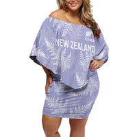 New Zealand Silver Fern Rugby Custom Family Matching Off Shoulder Short Dress and Hawaiian Shirt Go Aotearoa Champions Purple Version - Polynesian Pride
