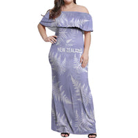 New Zealand Silver Fern Rugby Custom Off Shoulder Maxi Dress Go Aotearoa Champions Purple Version - Polynesian Pride