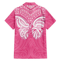 New Zealand Breast Cancer Awareness Family Matching Long Sleeve Bodycon Dress and Hawaiian Shirt Maori Butterfly Pink Ribbon - Polynesian Pride