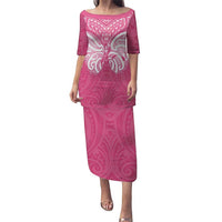 New Zealand Breast Cancer Awareness Puletasi Maori Butterfly Pink Ribbon - Polynesian Pride