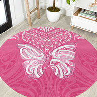 New Zealand Breast Cancer Awareness Round Carpet Maori Butterfly Pink Ribbon - Polynesian Pride