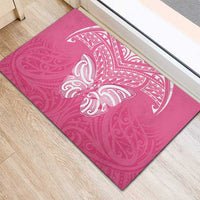 New Zealand Breast Cancer Awareness Rubber Doormat Maori Butterfly Pink Ribbon - Polynesian Pride