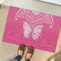 New Zealand Breast Cancer Awareness Rubber Doormat Maori Butterfly Pink Ribbon - Polynesian Pride