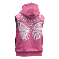 New Zealand Breast Cancer Awareness Sleeveless Zip Hoodie Maori Butterfly Pink Ribbon - Polynesian Pride