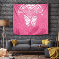 New Zealand Breast Cancer Awareness Tapestry Maori Butterfly Pink Ribbon - Polynesian Pride