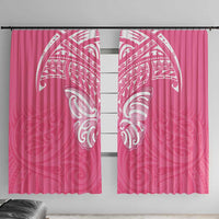 New Zealand Breast Cancer Awareness Window Curtain Maori Butterfly Pink Ribbon - Polynesian Pride