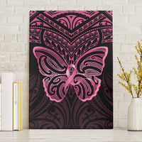 New Zealand Breast Cancer Awareness Canvas Wall Art Maori Butterfly Pink Ribbon Black Version - Polynesian Pride