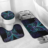 Suicide Prevention New Zealand Bathroom Set Aotearoa Maori Butterfly Mix Silver Fern LT14 Mat Set Only (3 pcs) One Size Black - Polynesian Pride