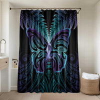 Suicide Prevention New Zealand Bathroom Set Aotearoa Maori Butterfly Mix Silver Fern LT14 Shower Curtain Only Black - Polynesian Pride