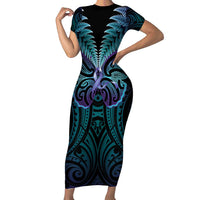 Suicide Prevention New Zealand Family Matching Short Sleeve Bodycon Dress and Hawaiian Shirt Aotearoa Maori Butterfly Mix Silver Fern - Polynesian Pride