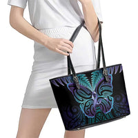 Suicide Prevention New Zealand Leather Tote Bag Aotearoa Maori Butterfly Mix Silver Fern - Polynesian Pride