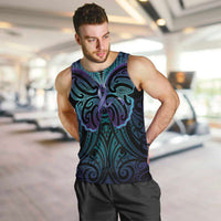 Suicide Prevention New Zealand Men Tank Top Aotearoa Maori Butterfly Mix Silver Fern - Polynesian Pride