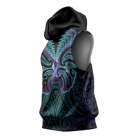 Suicide Prevention New Zealand Sleeveless Hoodie Aotearoa Maori Butterfly Mix Silver Fern - Polynesian Pride