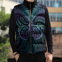 Suicide Prevention New Zealand Sleeveless Puffer Jacket Aotearoa Maori Butterfly Mix Silver Fern - Polynesian Pride