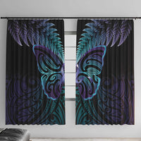 Suicide Prevention New Zealand Window Curtain Aotearoa Maori Butterfly Mix Silver Fern - Polynesian Pride