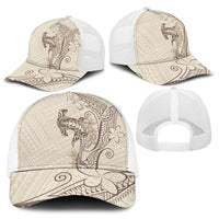 Beige Hawaii Baseball Net Cap Hammerhead Shark Tattoo Curve Polynesian LT14 - Polynesian Pride