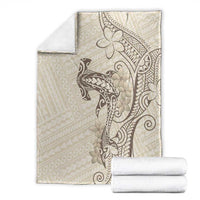 Beige Hawaii Blanket Hammerhead Shark Tattoo Curve Polynesian - Polynesian Pride