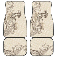 Beige Hawaii Car Mats Hammerhead Shark Tattoo Curve Polynesian - Polynesian Pride