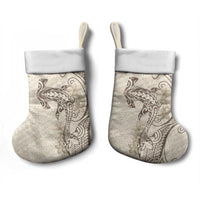 Beige Hawaii Christmas Stocking Hammerhead Shark Tattoo Curve Polynesian - Polynesian Pride