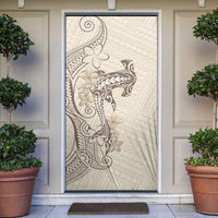 Beige Hawaii Door Cover Hammerhead Shark Tattoo Curve Polynesian - Polynesian Pride