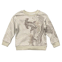 Beige Hawaii Kid Ugly Christmas Sweater Hammerhead Shark Tattoo Curve Polynesian - Polynesian Pride
