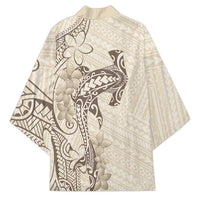 Beige Hawaii Kimono Hammerhead Shark Tattoo Curve Polynesian - Polynesian Pride