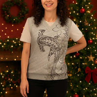 Beige Hawaii Christmas Knitted V-Neck Vest Hammerhead Shark Tattoo Curve Polynesian - Polynesian Pride