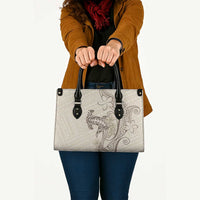 Beige Hawaii Leather Bag Hammerhead Shark Tattoo Curve Polynesian - Polynesian Pride