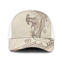 Beige Hawaii Mesh Trucker Cap Hammerhead Shark Tattoo Curve Polynesian LT14 One Size White Beige - Polynesian Pride
