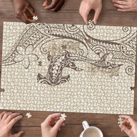Beige Hawaii Puzzle Hammerhead Shark Tattoo Curve Polynesian - Polynesian Pride