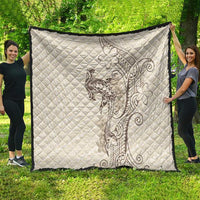 Beige Hawaii Quilt Hammerhead Shark Tattoo Curve Polynesian - Polynesian Pride