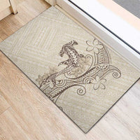 Beige Hawaii Rubber Doormat Hammerhead Shark Tattoo Curve Polynesian - Polynesian Pride