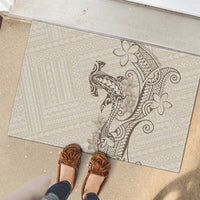 Beige Hawaii Rubber Doormat Hammerhead Shark Tattoo Curve Polynesian - Polynesian Pride