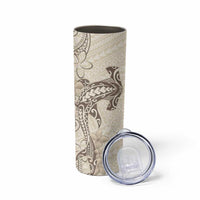 Beige Hawaii Skinny Tumbler Hammerhead Shark Tattoo Curve Polynesian - Polynesian Pride