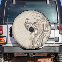 Beige Hawaii Spare Tire Cover Hammerhead Shark Tattoo Curve Polynesian LT14 Beige - Polynesian Pride