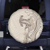 Beige Hawaii Spare Tire Cover Hammerhead Shark Tattoo Curve Polynesian LT14 No hole Beige - Polynesian Pride